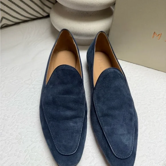 M. Gemi Blue Suede Loafers Slip-On Elegance - Picture 2 of 13